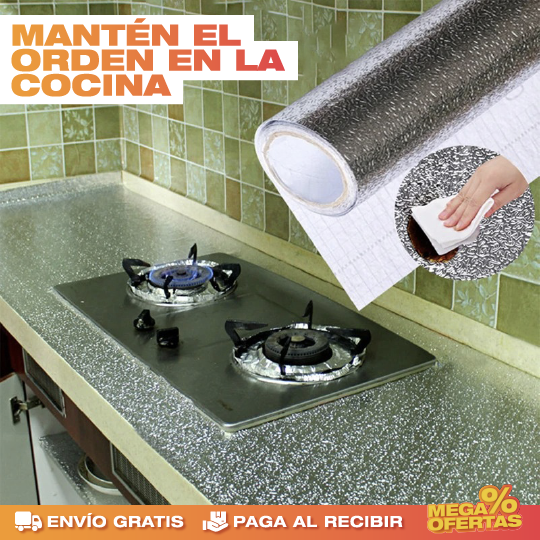 🇵🇦 PROMO 3X1 PAPEL ALUMINIO ADHESIVO DE COCINA 60cm x 2 mt