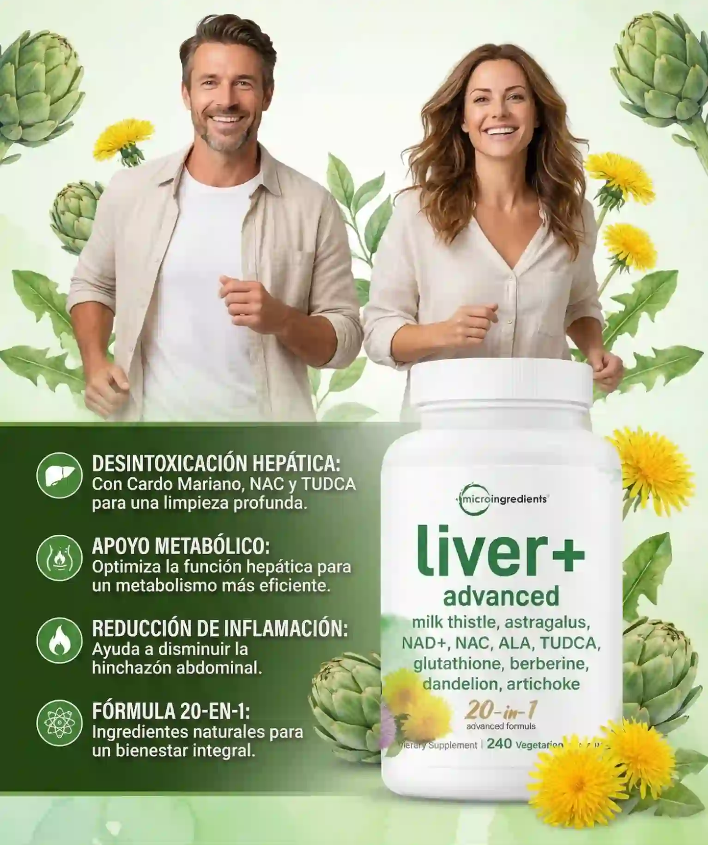 LIVER+ ADVANCED™: Fórmula 20 en 1 para desintoxicación y soporte avanzado del hígado.