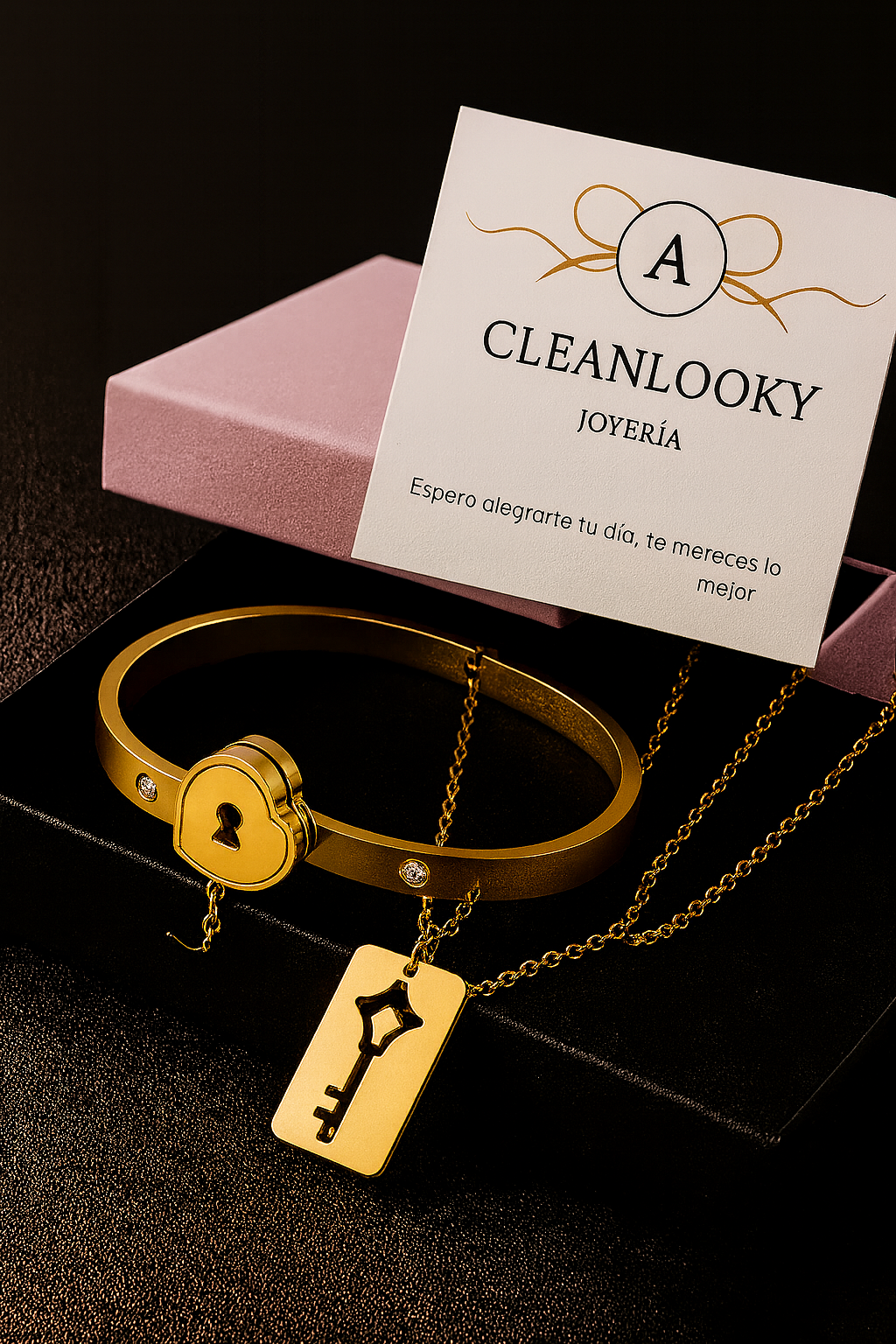 Corazón Cerrado®2 | Pulsera y Cadena Candado Acero Inoxidable + Caja Regalo (h)
