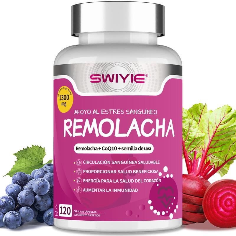 SWIYIE CardioMax 120 Cápsulas – Remolacha, CoQ10 y Semilla de Uva para Presión Saludable y Máxima Oxigenación