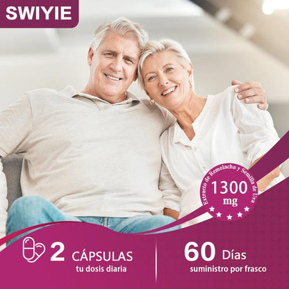 SWIYIE CardioMax 120 Cápsulas – Remolacha, CoQ10 y Semilla de Uva para Presión Saludable y Máxima Oxigenación