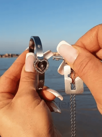 Corazón Cerrado®2 | Pulsera y Cadena Candado Acero Inoxidable + Caja Regalo (h)