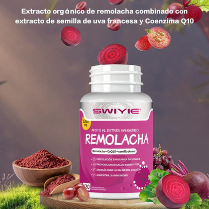 SWIYIE CardioMax 120 Cápsulas – Remolacha, CoQ10 y Semilla de Uva para Presión Saludable y Máxima Oxigenación