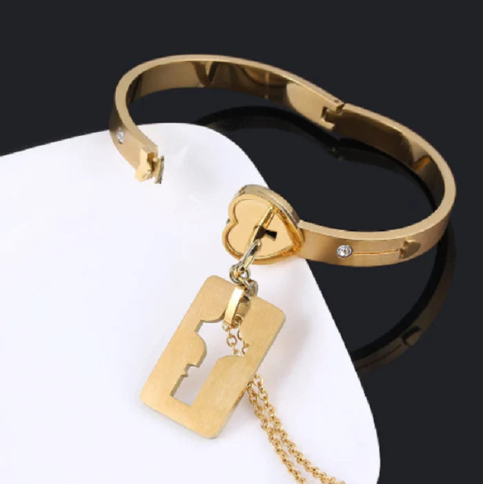 Corazón Cerrado®2 | Pulsera y Cadena Candado Acero Inoxidable + Caja Regalo (h)