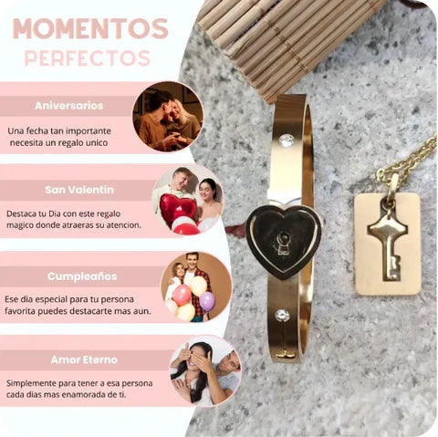Corazón Cerrado® | Pulsera y Cadena Candado Acero Inoxidable + Caja Regalo