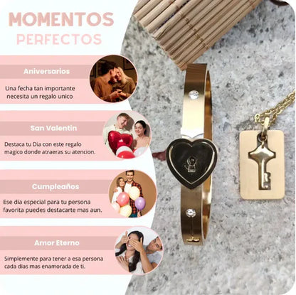 Corazón Cerrado® | Pulsera y Cadena Candado Acero Inoxidable + Caja Regalo