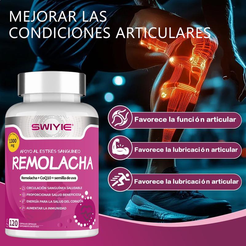 SWIYIE CardioMax 120 Cápsulas – Remolacha, CoQ10 y Semilla de Uva para Presión Saludable y Máxima Oxigenación