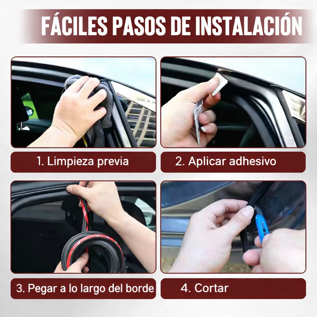 Cinta selladora de hule para carro insonorizante y antipolvo