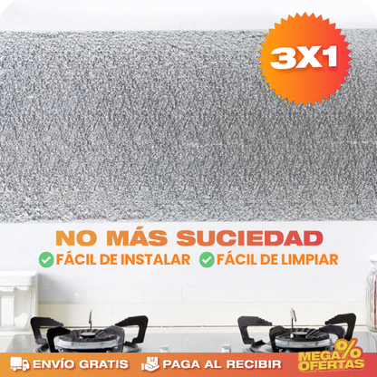 🇵🇦 PROMO 3X1 PAPEL ALUMINIO ADHESIVO DE COCINA 60cm x 2 mt